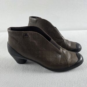 Camper Brown Leather Ankle Boots Heeled Woman's 39/8.5